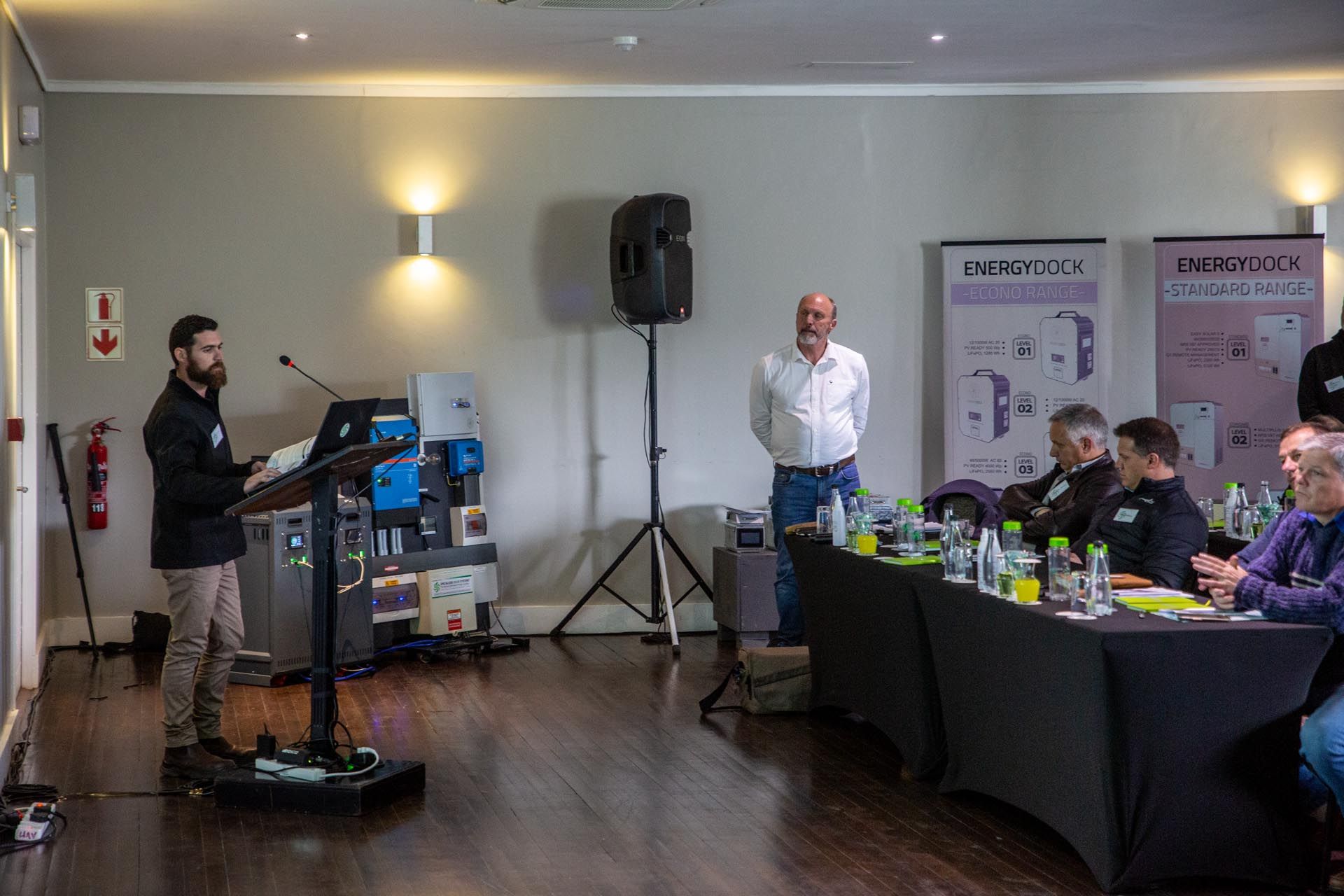 Training of attendees at conference at Fancourt George by Specialized Solar Systems Gerrie Rossouw
