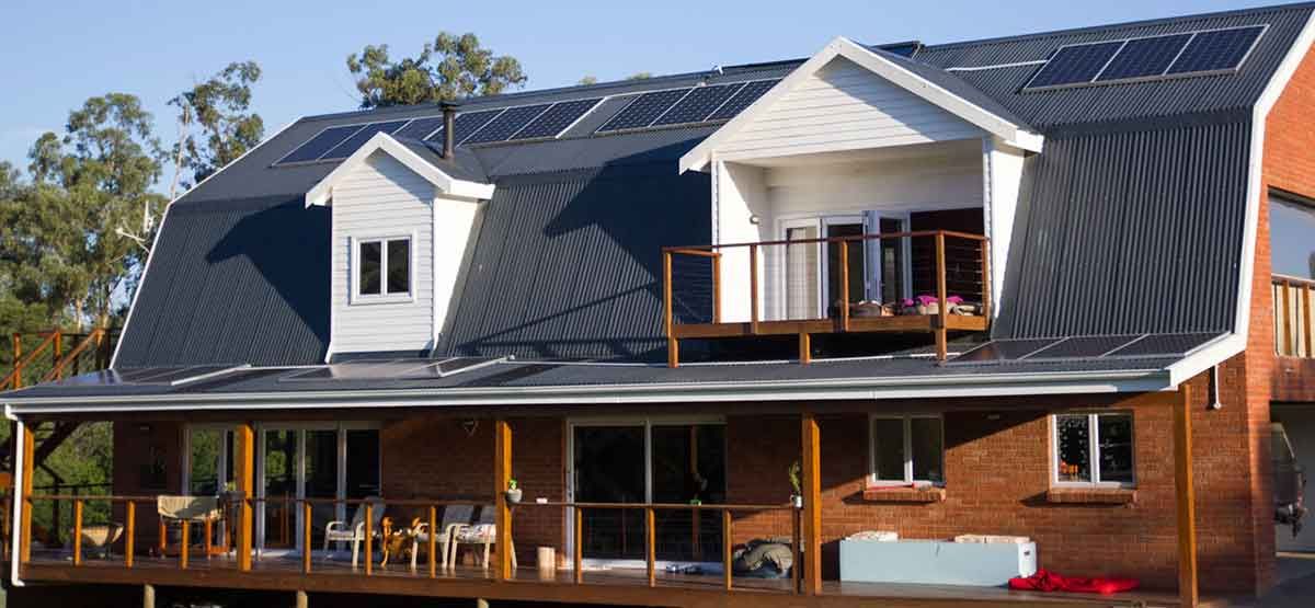 Solar panels on house, hybrid solar