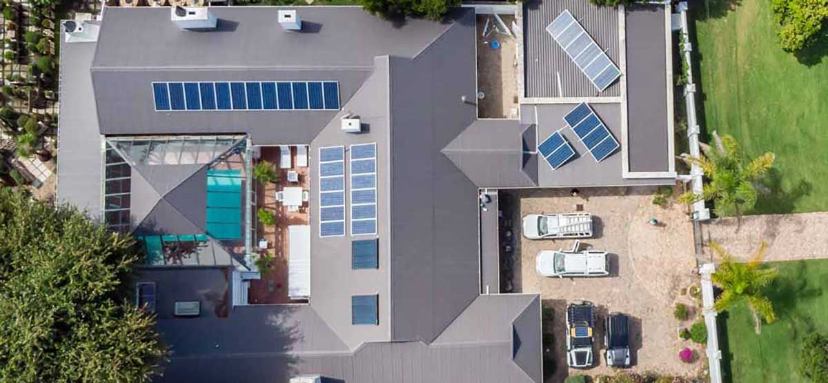 solar array panels on a residential house rooftop