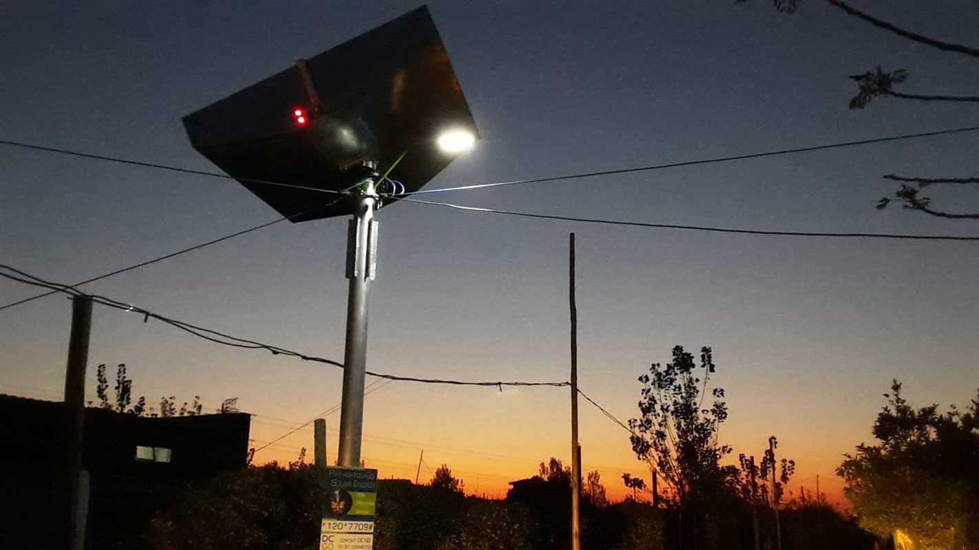 DC distribution solar towers with street lights