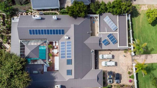 residential solar installation showing solar array on rooftop