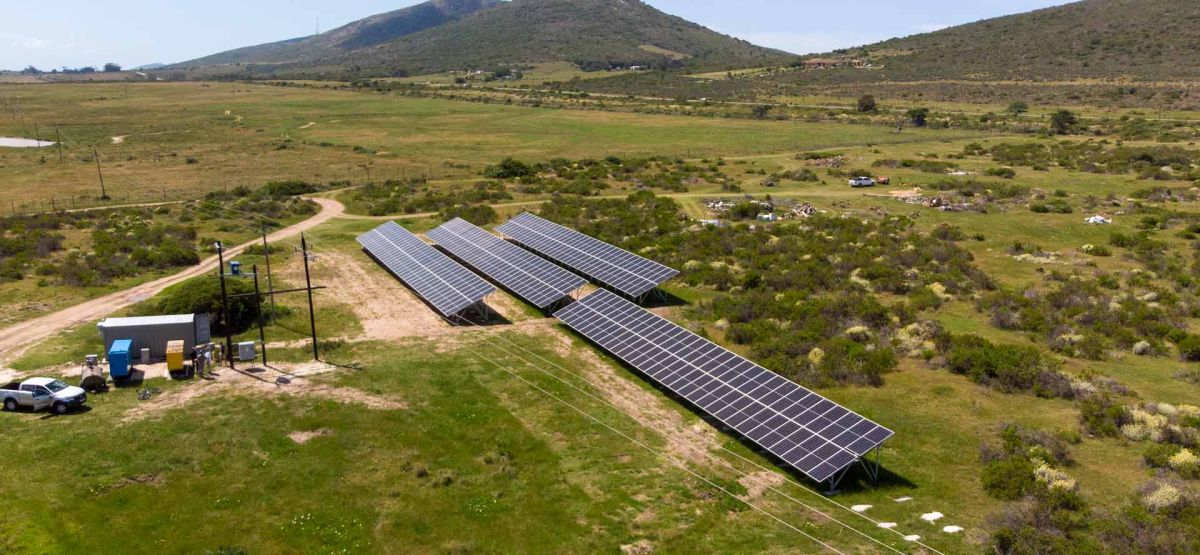 View of solar panel array at the Garden Route Game lodge South Africa