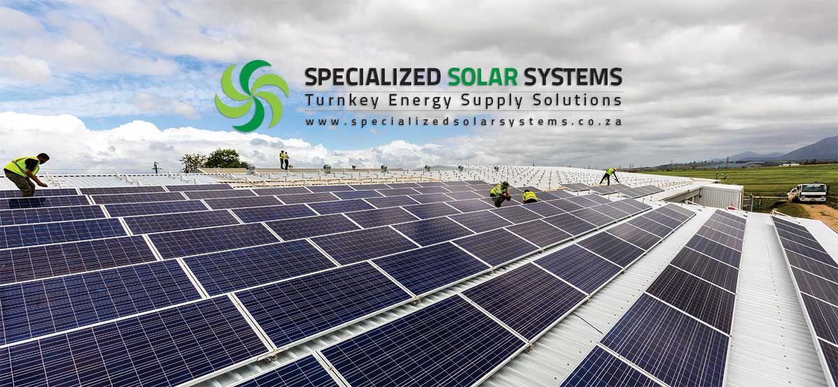 Roof top installation of a large grid tie solar system completed by Specialized Solar Systems in the Garden Route South Africa