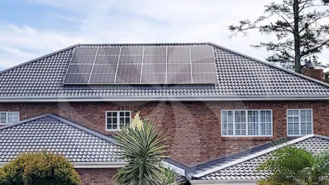 Images of the solar PV array for 10 kVA Home hybrid solar power installation completed in George, Western Cape