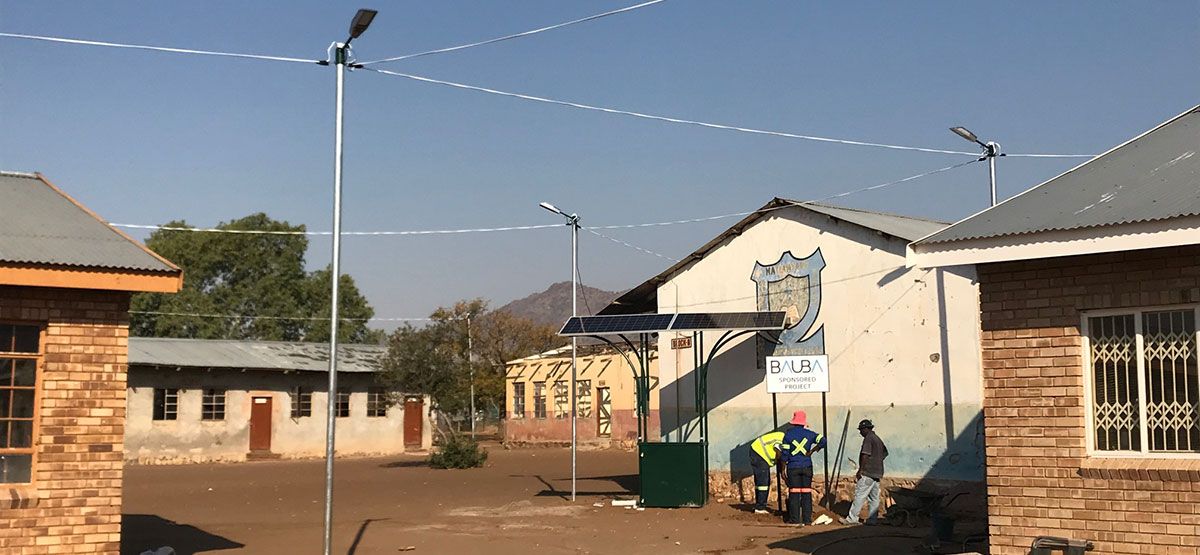 solar powered streetlight installation