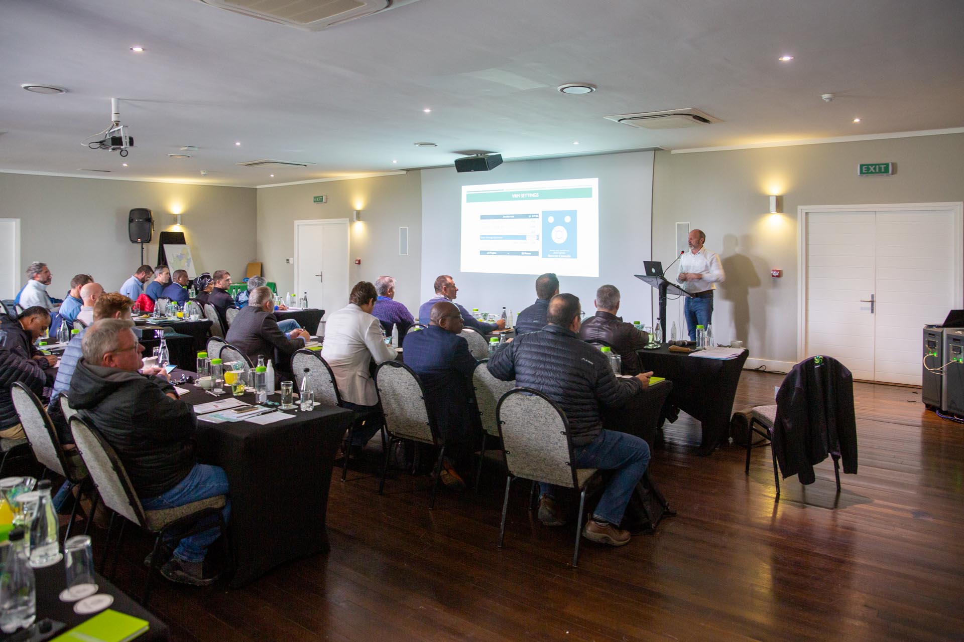 Distributor conference at Fancourt with Jonathon Hodgson presenting the energy optimiser