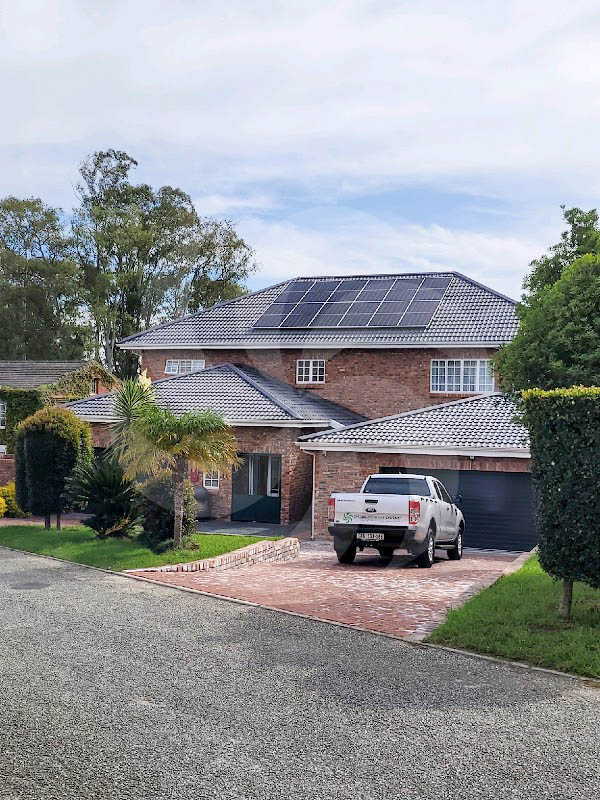 Image of home hybrid solar system with a 12.96kWp solar array generating on average 58kWh daily installed in George, 