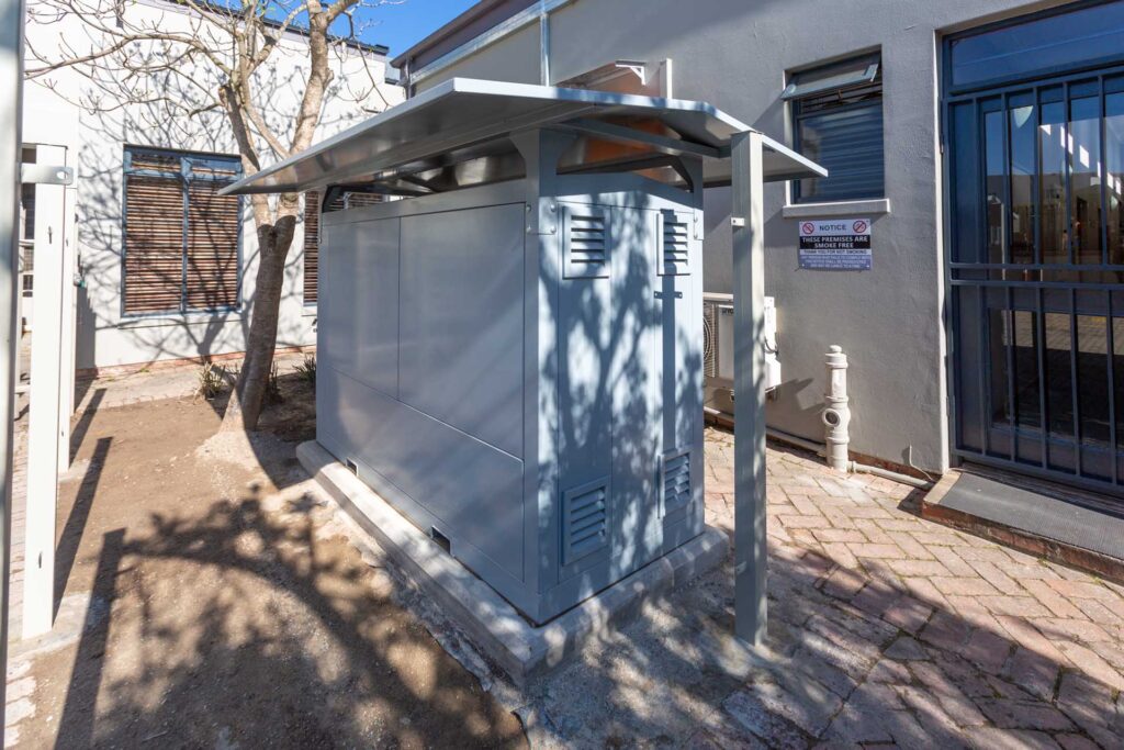 Commercial hybrid solar Energypod installation at Surgical Eye Clinic in George