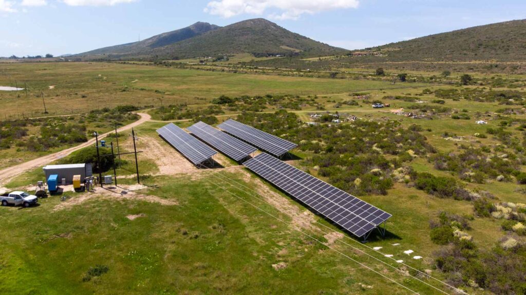 View of solar panel array at the Garden Route Game lodge South Africa