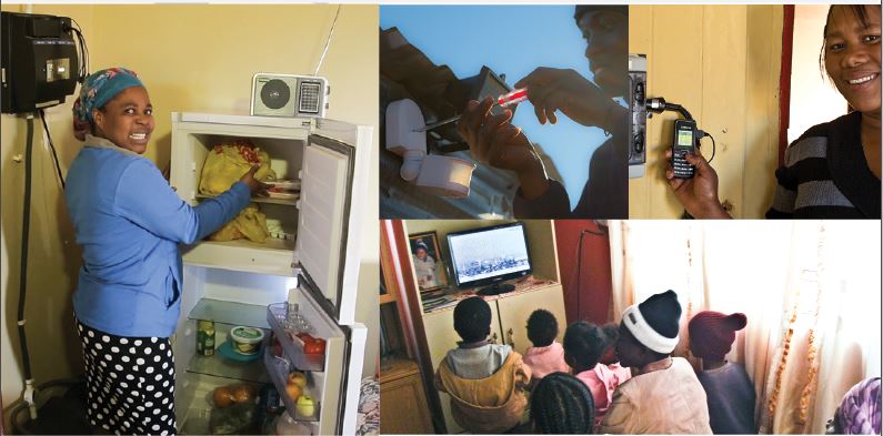 Diepsloot locals are enjoying the benefits of renewable energy with refrigeration  (left) and media (right). Lighting (top)provides additional security  