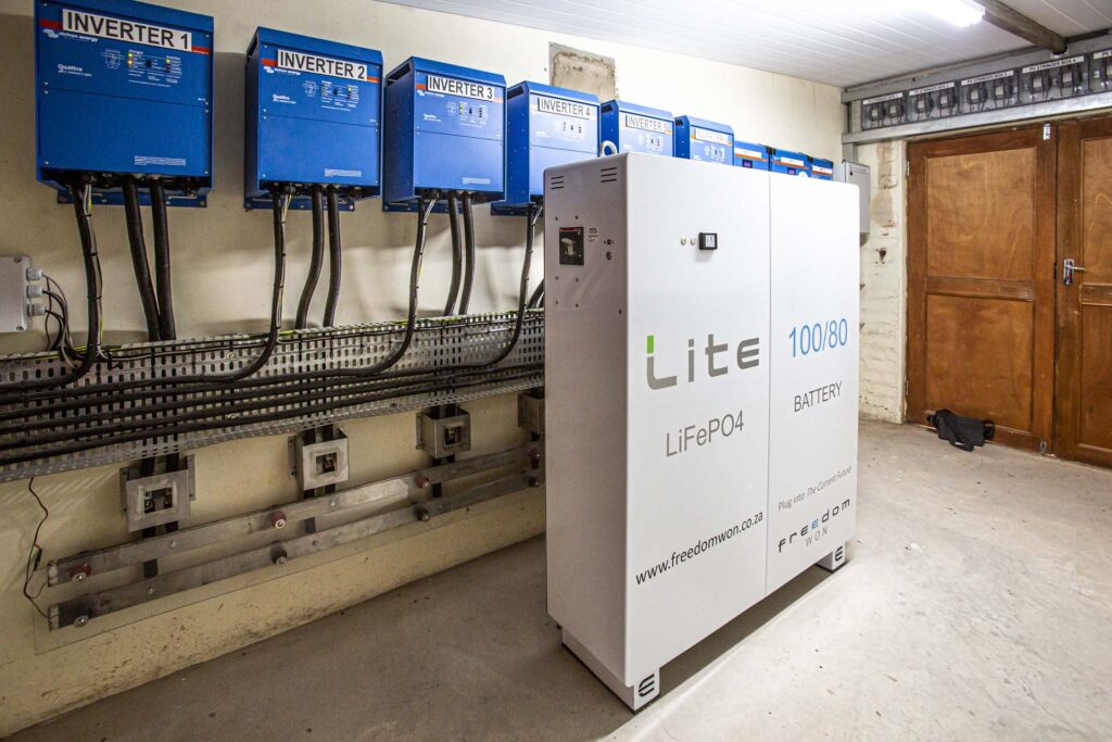 Displaying a commercial hybrid solar powered system installation at the Safi Ostrich Farm in Oudthoorn