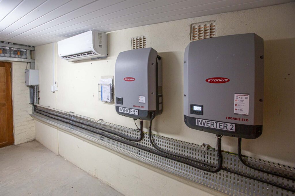 A commercial hybrid solar powered system installation at the Safi Ostrich Farm in Oudthoorn