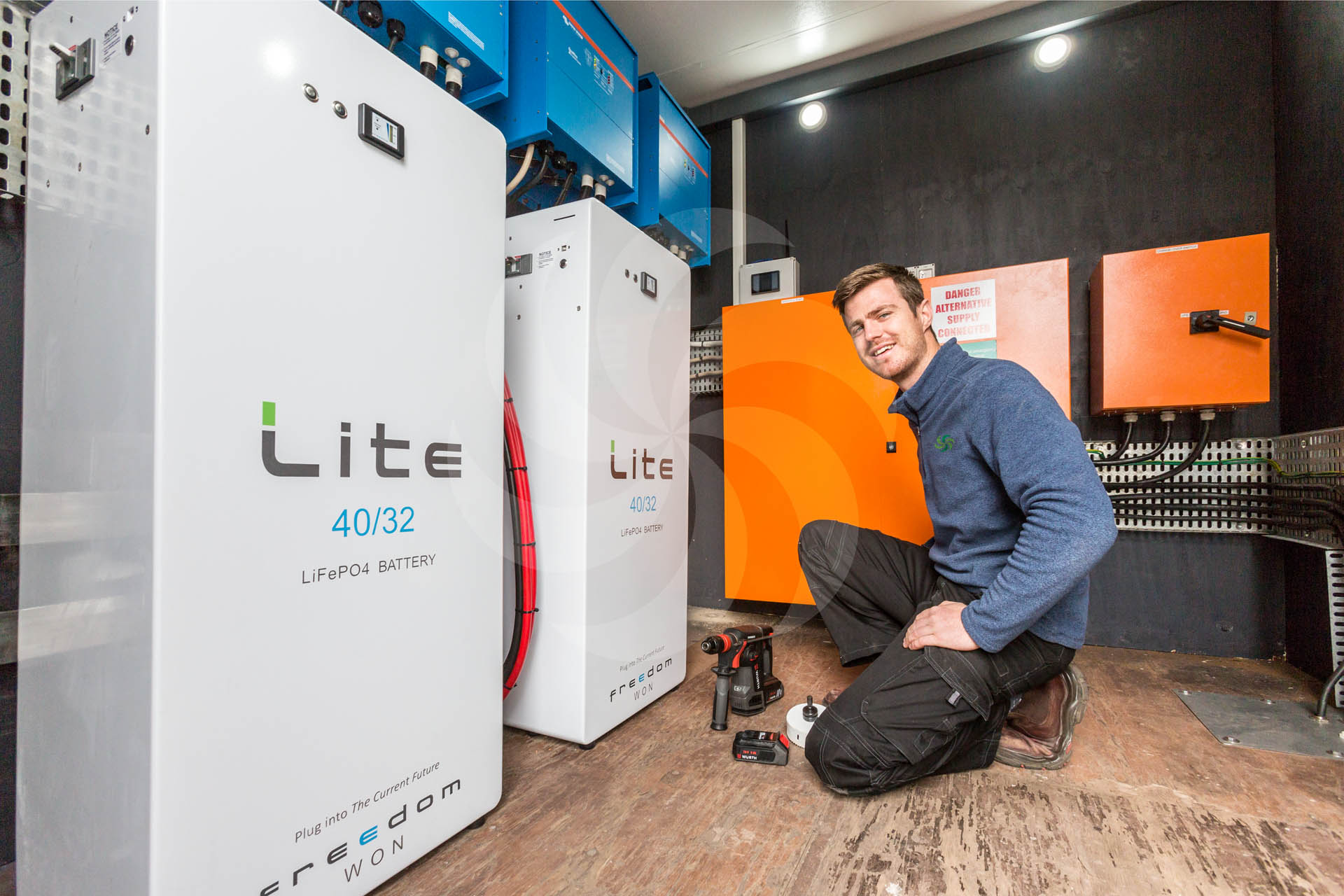 commercial solar hardware installation with technician