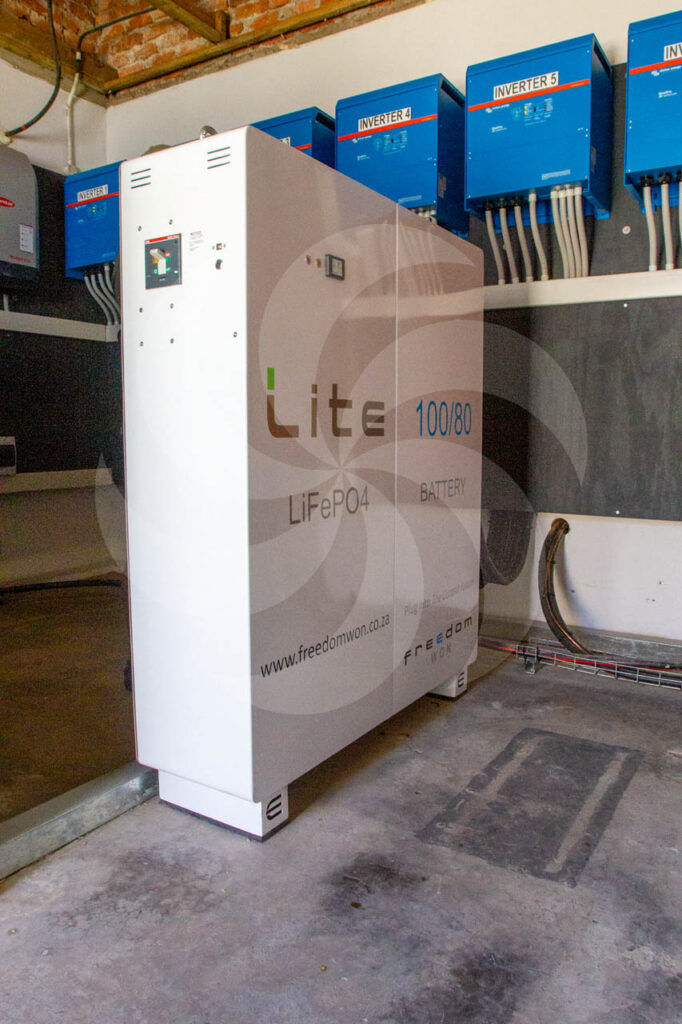 Energy storage: 100 kWh, with 80 kWh being usable, Freedom Won lithium (LiFePO4) battery has been integrated into the system. 
