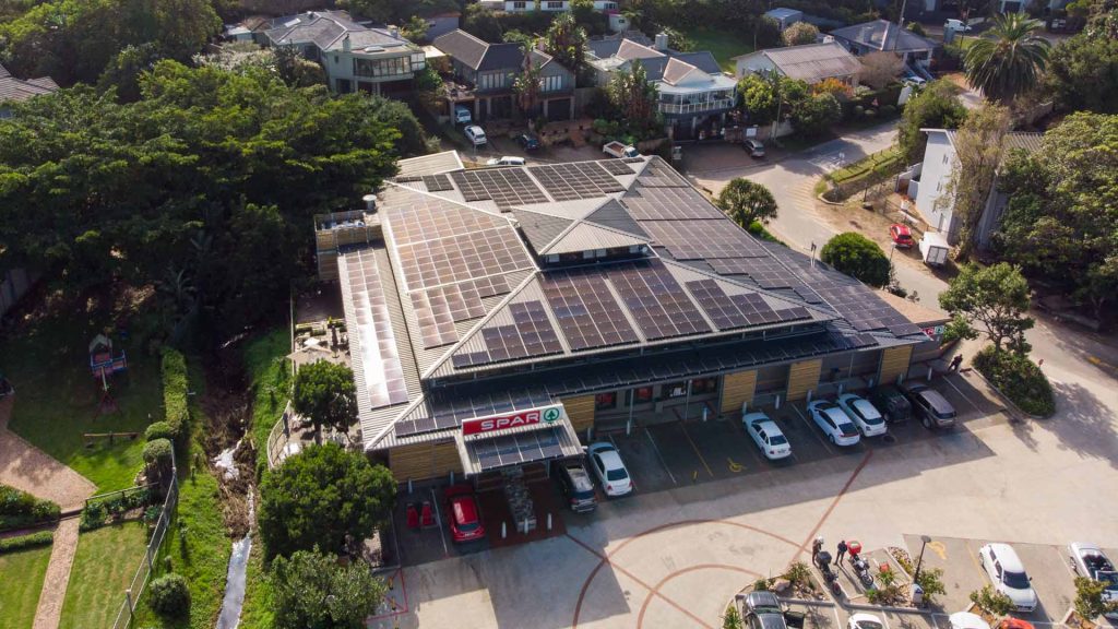 Solar panels installed on the roof of Wilderness SPAR