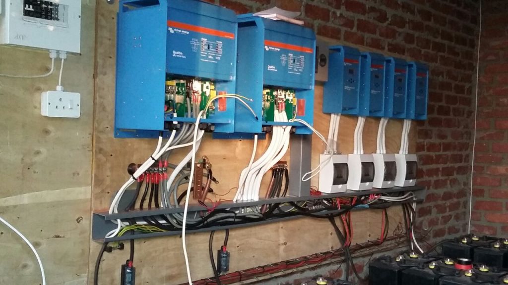 Busy wiring the Victron inverters