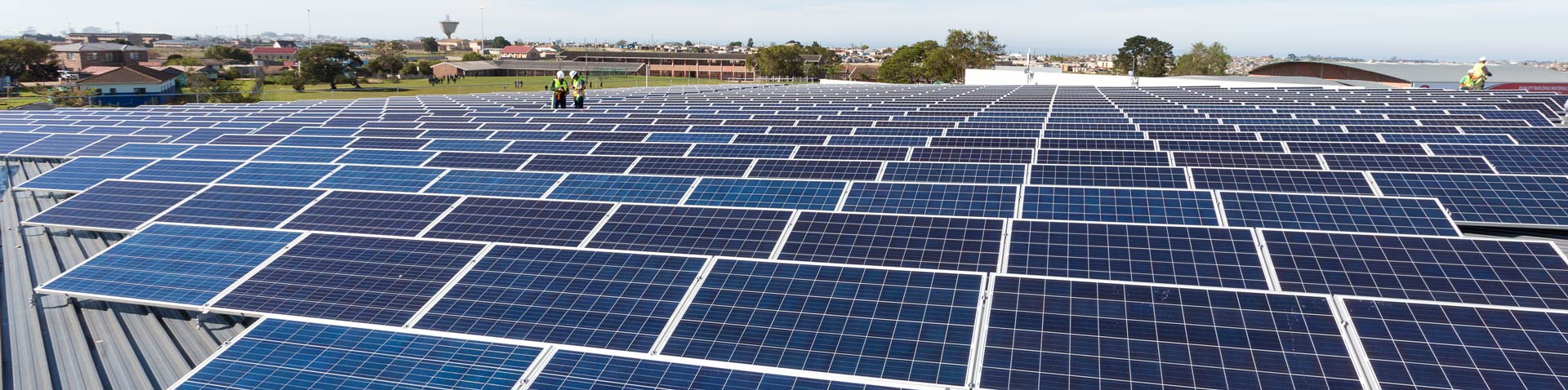 Large PV Solar array used for the 200kVA Grid-tied Solar - Tembalethu Square Shopping Mall in George Installation