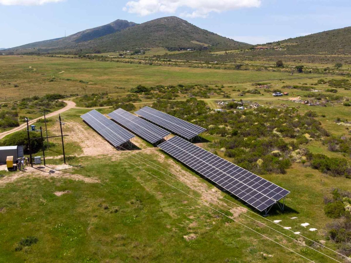 View of solar panel array at the Garden Route Game lodge South Africa