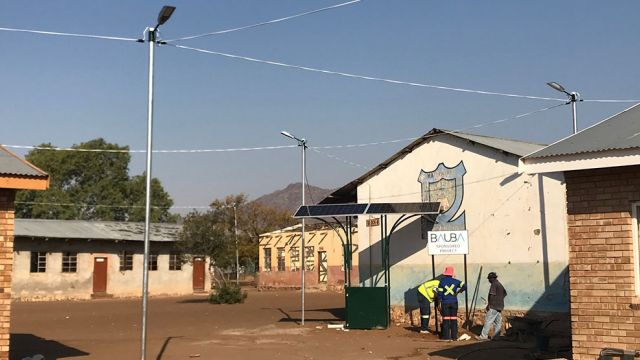 solar powered streetlight installation
