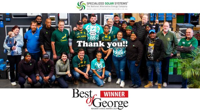 Best Solar Company of George Winners 2024 Specialized Solar Systems Team say thank you!