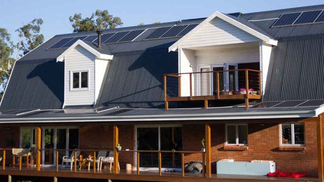 Solar panels on house, hybrid solar