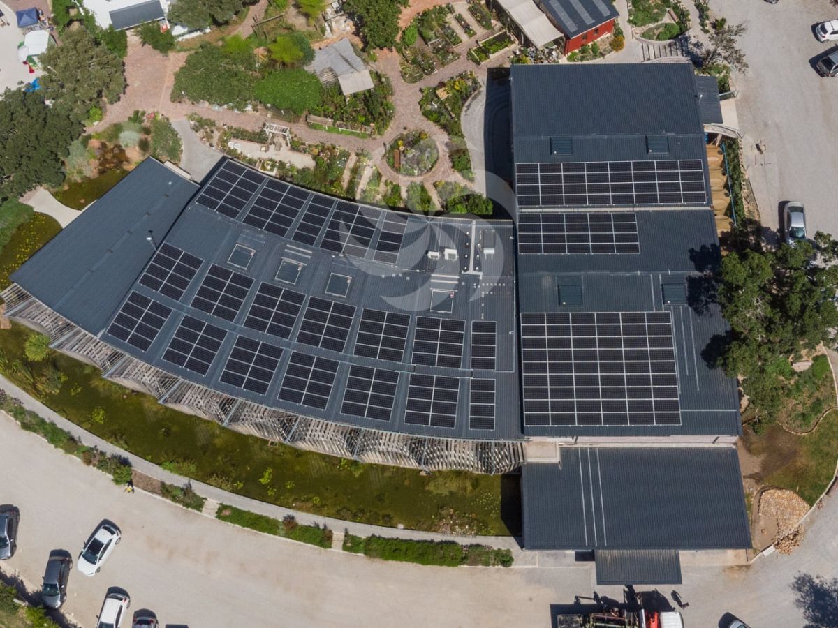 Commercial Solar System image of 100 kWp Solar panels array of a grid-tied commercial installation completed for Mungo Mills in Plettenberg Bay, the Garden Route