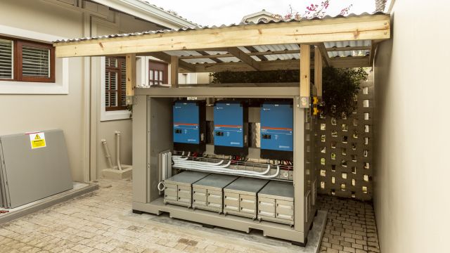 45 kVA EnergyPOD solar and battery system installation with Wi-Fi for managing smart geysers at Huis Harmonie Retirement Home in George, Western Cape