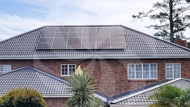 Images of the solar PV array for 10 kVA Home hybrid solar power installation completed in George, Western Cape