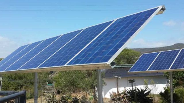 Stillbay off grid solar installation solar array, ground mounted