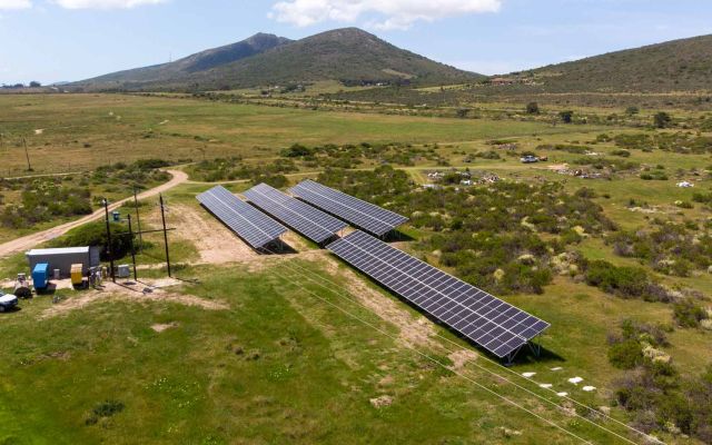 View of solar panel array at the Garden Route Game lodge South Africa