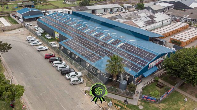 Image of The AC-coupled grid-tied solar system solar array features two solar arrays. One 85.8kWp solar array (PV) generates power for 3 x 27kVA (81kVA) Fronius grid-tied inverters which are used to supplement the grid power and save on electricity costs. The other 9.8 kWp array, feeds PV-generated power to 6 x 10kVA Victron Quattro (60kVA) inverters/chargers, used for both charging the 64kWh storage and powering essential energy distribution during load-shedding periods. Installation in George, the Garden Route